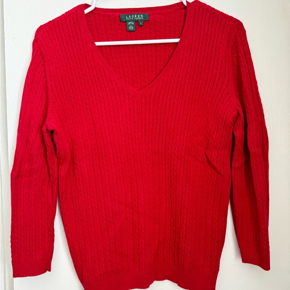 Lauren Ralph Lauren Women's Red V-Neck Sweater
